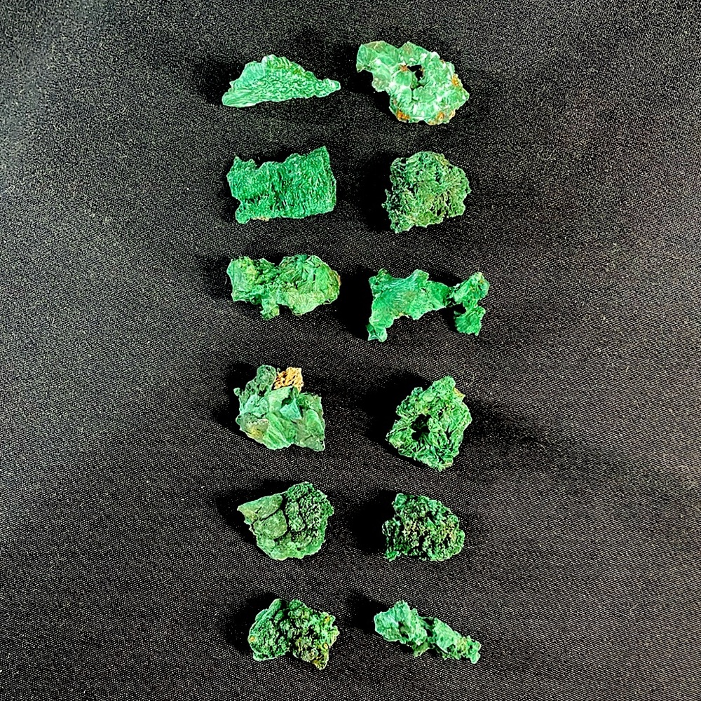 2 x Fibrous Malachite from Kambove, DR Congo circa 2005
